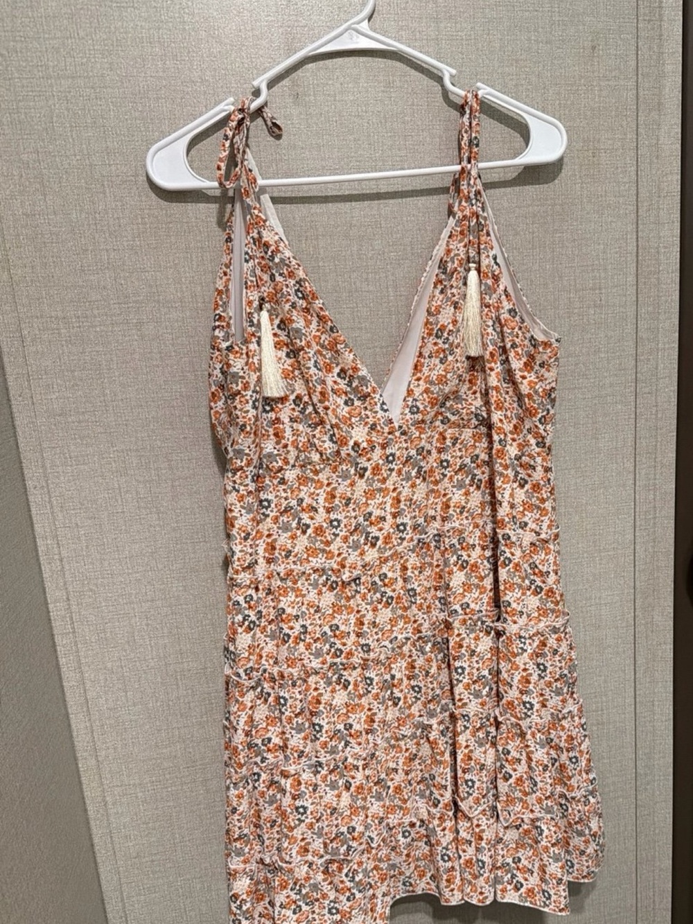 Pink Lily Orange Floral Tie-Shoulder Mini Dress
